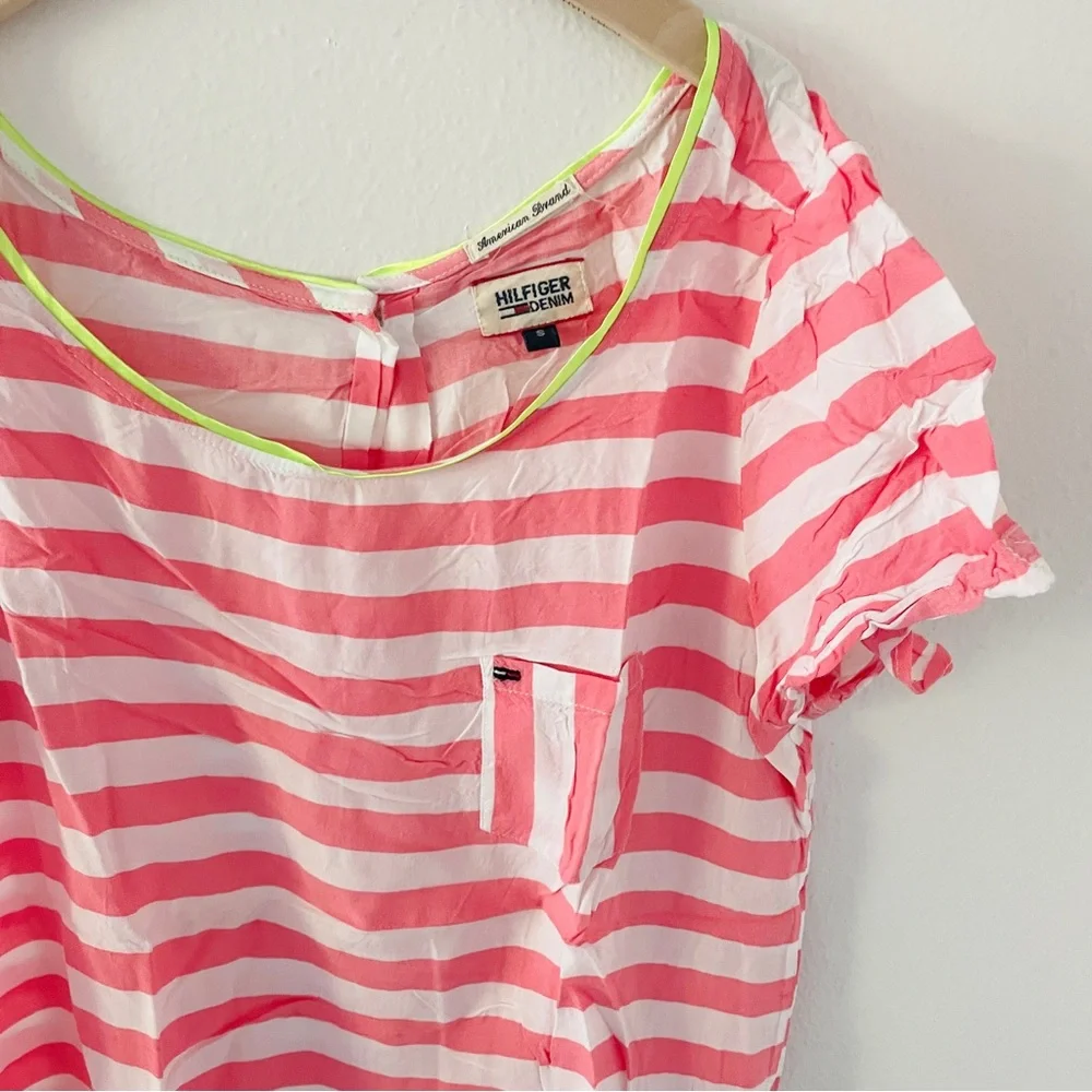 Tommy Hilfiger Tunic Tissue Top - Pink & White Striped - Picture 3 of 5